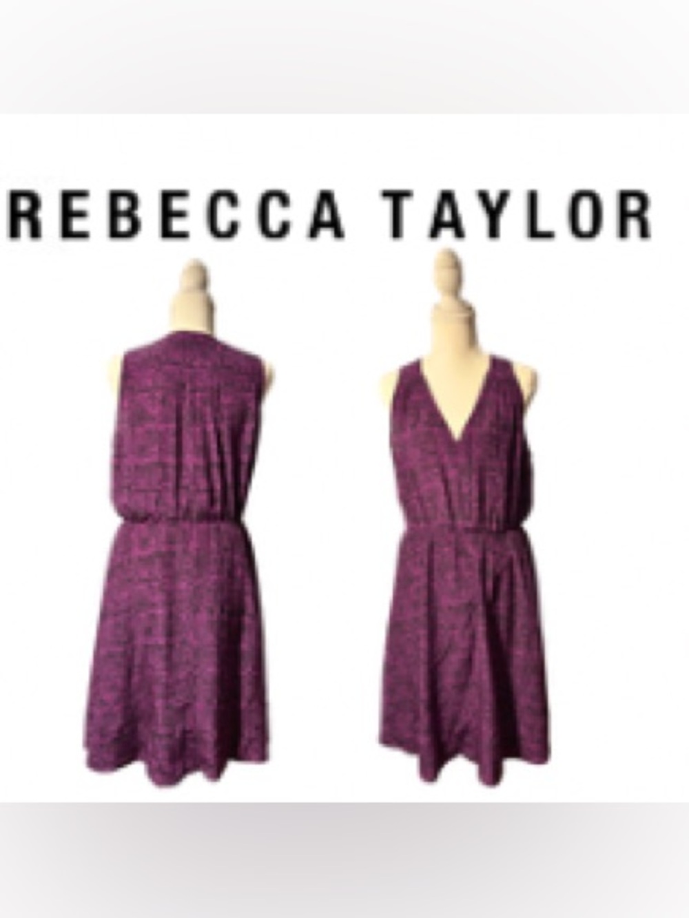 Rebecca Taylor Plum Textured Sleeveless V-Neck Dress